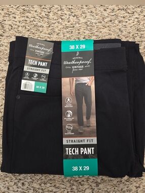 Weatherproof Vintage Black Straight Fit Tech Pants. Size 38x29. NWT.